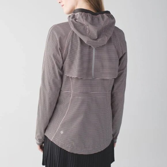 Lululemon Athletica Go the Distance JacketMini Pop Stripe Mink Berry Black - Picture 3 of 14